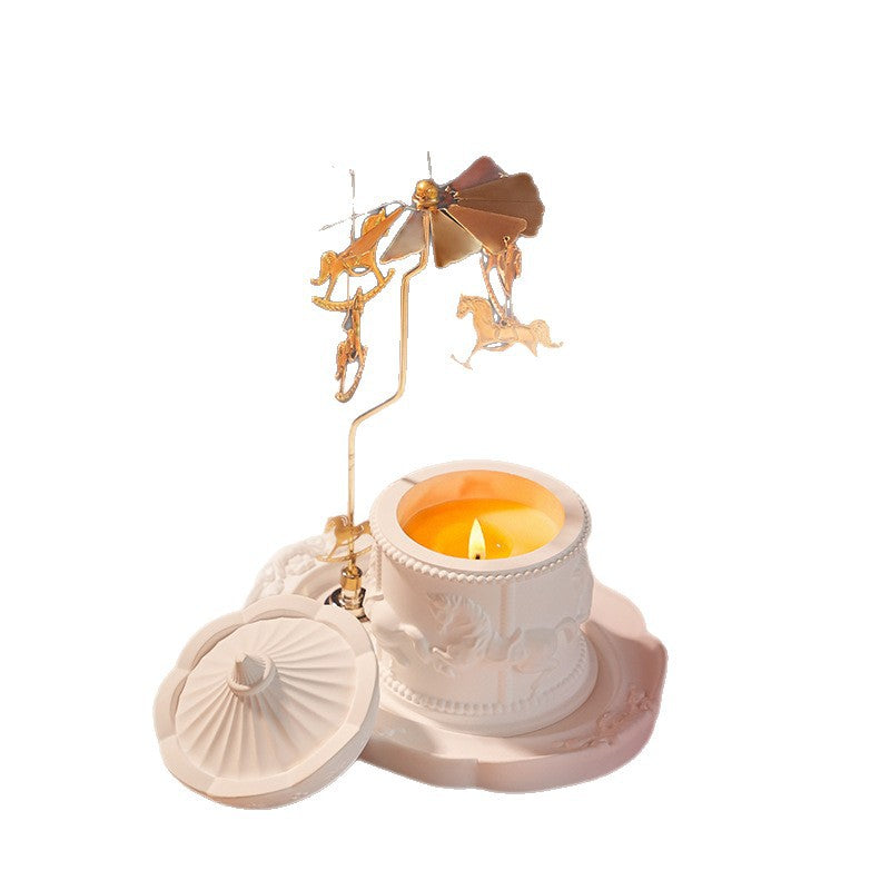 Carousel Cup Candle Set, White Tea, Tray and Metal Spinner