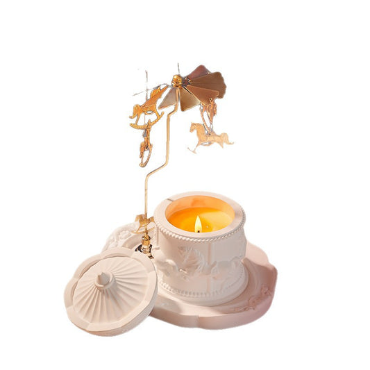 Carousel Cup Candle Set, White Tea, Tray and Metal Spinner