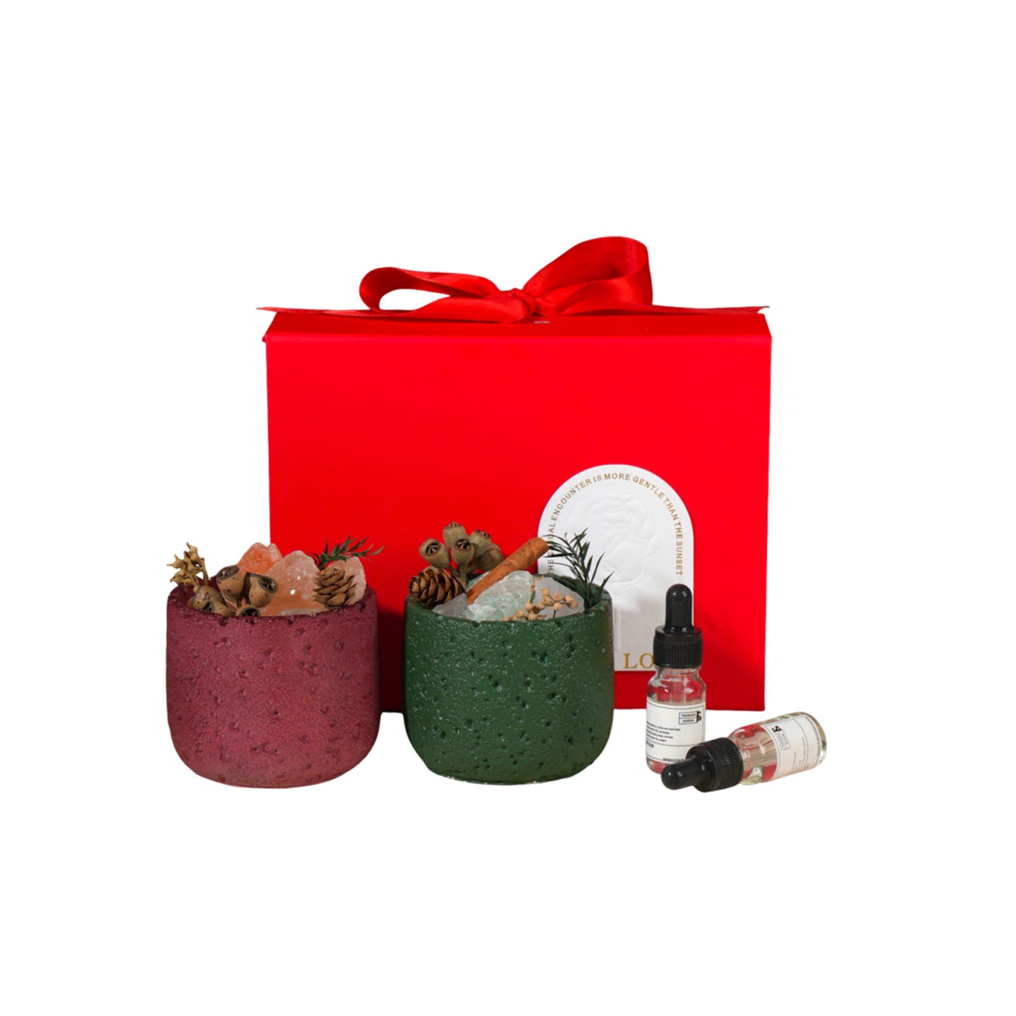 Crystal Aroma Cup Gift Set, Green or Red, Citrus