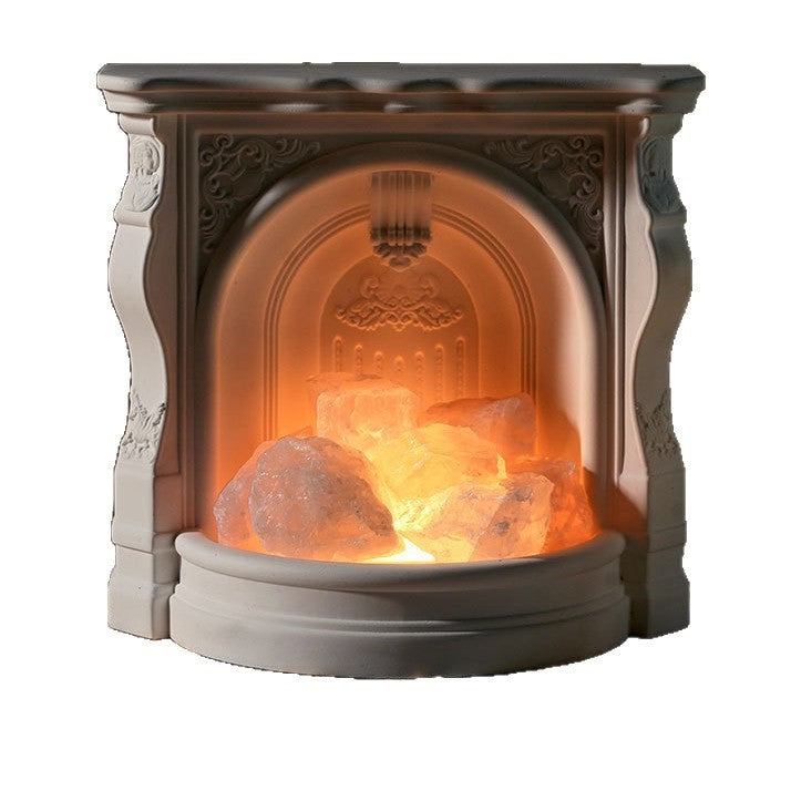Tabletop Plaster Fireplace Decor, Angel, Orange Crystal