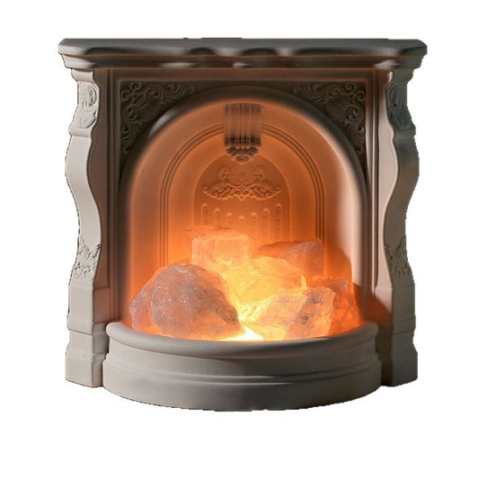 Tabletop Plaster Fireplace Decor, Angel, Orange Crystal