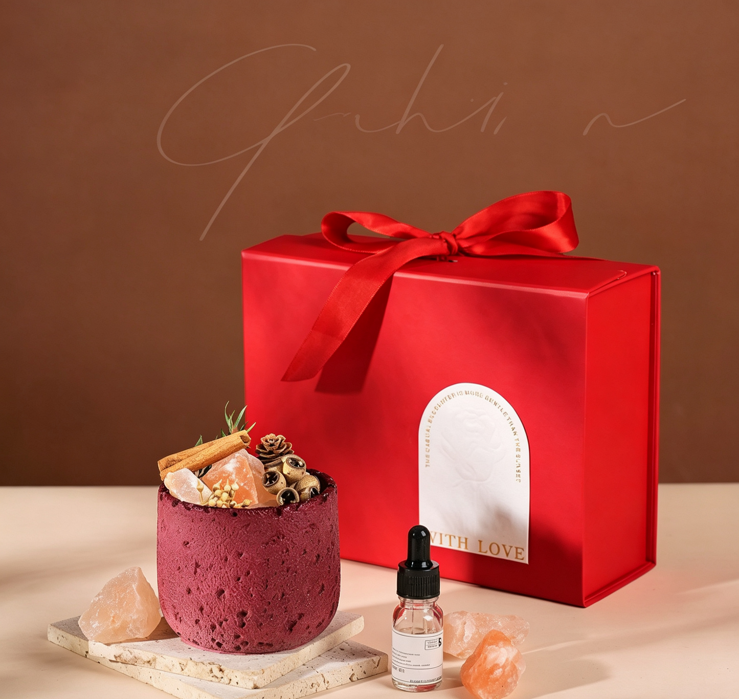 Crystal Aroma Cup Gift Set, Green or Red, Citrus