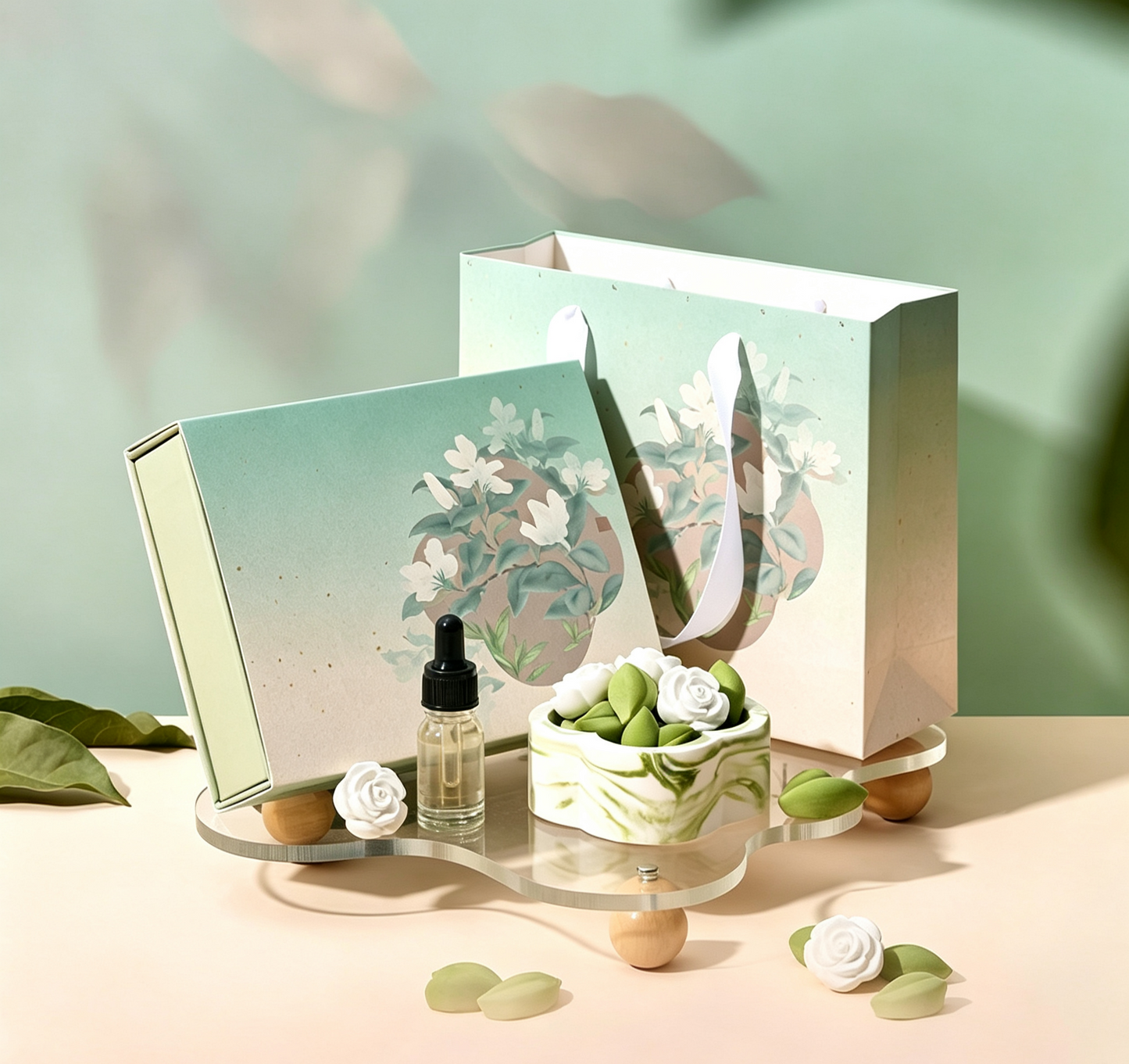Gardenia Aroma Flower Gift Set, Plaster Box